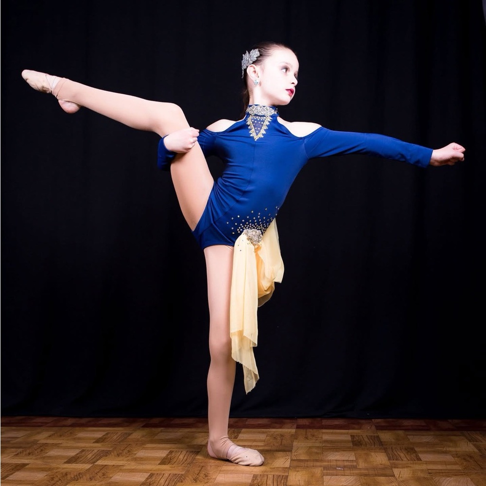 Semi custom Blue and Gold Kids Dance Costume